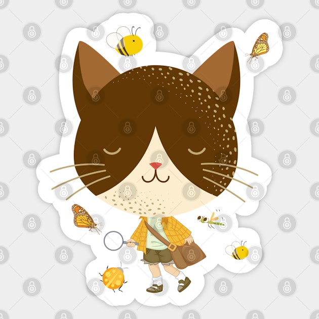 Brown cat head Sticker by m-laP